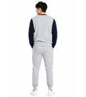 Australian Herren Lounge-Wear-Set 2-teilig Baumwoll Sweater & Jogginghose mit Logo-Schriftzug AF74 Grau meliert/Dunkelblau/Weiß