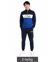 Completo da casa da uomo Australian Homewear: felpa con mezza zip in cotone e pantaloni da jogging con logo AF69 Blu scuro/Blu royal/Bianco