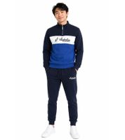 Completo da casa da uomo Australian Homewear: felpa con mezza zip in cotone e pantaloni da jogging con logo AF69 Blu scuro/Blu royal/Bianco