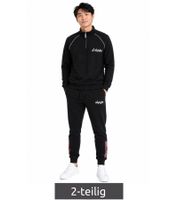 Australian Herren Lounge-Wear-Set 2-teilig Baumwoll Half-Zip-Pullover & Jogginghose mit Logo-Schriftzug AF72 Schwarz