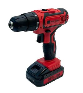 Kabelloser PUREWORK Akku-Bohrschrauber mit 2000mAh Kapazität für ausdauernde Anwendungen 20V Lithium-Ionen Akku **B-Ware – geprüft & funktionell einwandfrei** 9089086 Rot/Schwarz