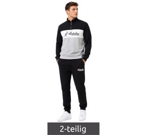 Completo da casa da uomo Australian Homewear: felpa con mezza zip in cotone e pantaloni da jogging con logo AF69, nero