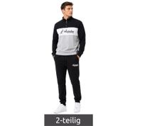 Completo da casa da uomo Australian Homewear: felpa con mezza zip in cotone e pantaloni da jogging con logo AF69, nero