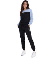 Ensemble de jogging 2 pièces Australian pour femme (sweat-shirt et pantalon de jogging) – Modèle AF 44, coloris noir/bleu clair