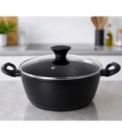 Russell Hobbs Suppen-Topf mit Glasdeckel 24 cm ca. 4 Liter Kochtopf **B-Ware – geprüft & funktionell einwandfrei** RH03481PMFOB Schwarz