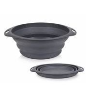 DR HOME DIVISION Faltbare Silikon Schüssel ca. 3,5 L – Platzsparende Faltschüssel mit praktischen Griffen 9499579 **B-Ware – geprüft & funktionell einwandfrei** in Dunkelgrau