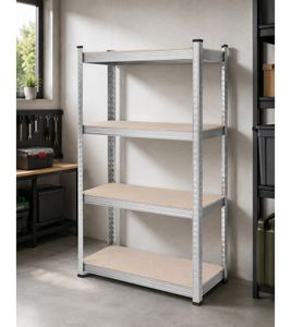PUREWORK Schwerlastregal mit 5 Regalböden bis zu 100 kg pro Regalboden Metall-Regal 148x70x30cm **B-Ware – geprüft & funktionell einwandfrei** Silber