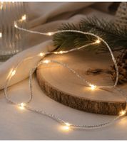 Confezione convenienza da 10: Catena luminosa a LED su filo LICHTMOMENTE con nastro decorativo – Funzione timer, 3,2 metri, 20 micro LED bianco caldo (Modello 9844144, argento)