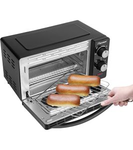 bestron Mini-Backofen mit Ober-/Unterhitze Grill-Backofen 9 Liter 800 Watt 37,5x29x22cm **B-Ware – geprüft & funktionell einwandfrei** Schwarz/Silber