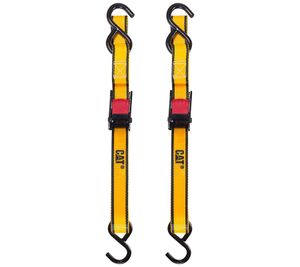 2er Pack CATERPILLAR Zurrgurte 3 m x 25 mm mit Klemmschloss S-Haken 250 daN Spanngurte **B-Ware – geprüft & funktionell einwandfrei** Gelb