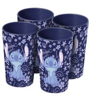 16er Set Stitch Trinkbecher in 350ml mit Stitch-Motiv Mehrwegbecher Kunststoff-Becher Blau