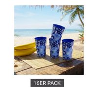 16er Set Stitch Trinkbecher in 350ml mit Stitch-Motiv Mehrwegbecher Kunststoff-Becher Blau