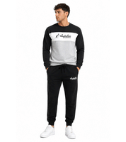 Australian Herren Lounge-Wear-Set 2-teilig Baumwoll Pullover & Jogginghose mit Logo AF68 Schwarz/Grau