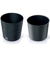 Maceta Prosperplast Furu, resistente a las heladas, los rayos UV y la humedad, con inserto para plantar de 25 cm, 7,5/9 L. **Producto de segunda mano – Probado y en perfecto estado**. Color antracita.
