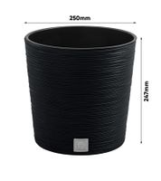 Maceta Prosperplast Furu, resistente a las heladas, los rayos UV y la humedad, con inserto para plantar de 25 cm, 7,5/9 L. **Producto de segunda mano – Probado y en perfecto estado**. Color antracita.