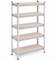 PUREWORK Schwerlastregal mit 5 Regalböden bis zu 175 kg pro Regalboden Metall-Regal 180x90x40cm **B-Ware – geprüft & funktionell einwandfrei** Silber