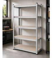 PUREWORK Schwerlastregal mit 5 Regalböden bis zu 175 kg pro Regalboden Metall-Regal 180x90x40cm **B-Ware – geprüft & funktionell einwandfrei** Silber