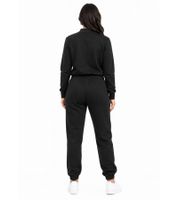 Australian Damen Lounge-Wear-Set 2-teilig Baumwoll Sweat-Jacke & Jogginghose mit Logo-Schriftzug AF41 Schwarz/Weiß/Blau