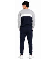 Australian Herren Lounge-Wear-Set 2-teilig Baumwoll Sweater & Jogginghose mit Logo-Schriftzug AF74 Grau meliert/Dunkelblau/Weiß