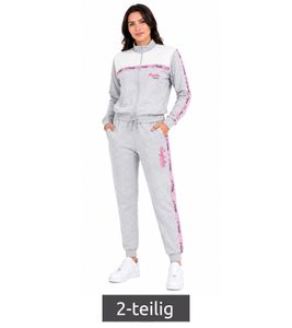 Completo da casa da donna Australian Homewear, 2 pezzi: felpa e pantaloni da jogging in cotone con logo, AF 40, Grigio melange