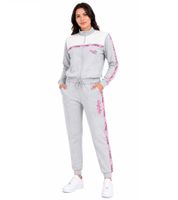 Conjunto de ropa de estar por casa para mujer de Australian Homewear, 2 piezas: Sudadera y pantalón deportivo de algodón con logo, AF 40, Gris jaspeado