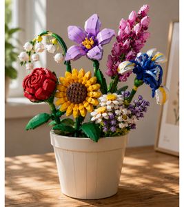Set di costruzioni ZURU MAX con 897 pezzi - Bouquet di fiori realizzati con mattoncini - Decorazione per la casa **Articolo di seconda scelta - Testato e perfettamente funzionante** 83219 Multicolore