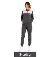 Completo da casa da donna Australian, 2 pezzi: felpa e pantaloni in cotone con logo, AF 40, antracite grigio/rosa
