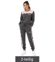 Modern Australian Women's 2-Piece Loungewear & Leisure Jogging Set with Sweatshirt & Jogging Pants AF 43 Anthracite in Gray/Pink