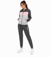 Australian Women's 2-Piece Loungewear Set: Cotton Sweatshirt & Joggers with Logo AF42, Anthracite/Pink/Grey Melange