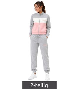 Conjunto de dos piezas para mujer de Australian Homewear: Sudadera de algodón y pantalón deportivo con logo AF42 Gris/Blanco/Rosa