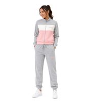 Conjunto de dos piezas para mujer de Australian Homewear: Sudadera de algodón y pantalón deportivo con logo AF42 Gris/Blanco/Rosa