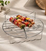 Insert pour friteuse à air chaud HOME IDEAS en acier inoxydable avec 3 brochettes, compatible avec les friteuses de 5 à 6 litres, dimensions : env. 20 x 7 cm **Produit de seconde main – Testé et entièrement fonctionnel** 9498945 Argent