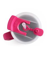 Practical 1.2L Stainless Steel Insulated Thermal Mug in leopard print design with Straw and Handle in Pink/Silver