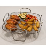 Insert en acier inoxydable HOME IDEAS pour friteuse à air chaud, compatible avec les friteuses de 5 à 6 litres, dimensions approximatives : 21 x 21 x 9 cm **Produit de seconde main – Testé et entièrement fonctionnel** 7322444 Argent