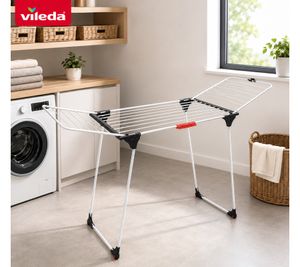 Tendedero Vileda KING (20 m de espacio de tendido, varillas XXL, plegable, con ruedas) – Producto B-Stock (inspeccionado y totalmente funcional) – Blanco