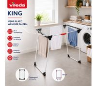 Vileda KING Clothes Airer (20m drying space, XXL lines, foldable, with wheels) – B-Stock (inspected & fully functional) – White