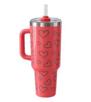 Pink 1.2L Stainless Steel Thermal Mug with Handle – Double-Walled Insulation for Hot & Cold Drinks (Heart Design)