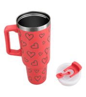 Pink 1.2L Stainless Steel Thermal Mug with Handle – Double-Walled Insulation for Hot & Cold Drinks (Heart Design)