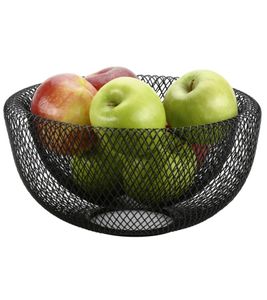 Cesta versátil para pan y fruta KESPER, fabricada en metal resistente con un elegante diseño de rejilla, 25,5 x 25,5 x 12,5 cm. **Producto de segunda mano – probado y en perfecto funcionamiento** 90865 Negro