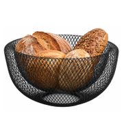 Versatile KESPER bread & fruit basket made of sturdy metal with an elegant wire-mesh design (25.5 x 25.5 x 12.5 cm) **B-stock – inspected & fully functional** 90865 Black