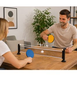 Kompaktes XTREMSPORTS Mini-Tischtennis-Spiel mit Saugnapf-Halterungen Tischtennis-Set ca. 91 x 7 x 16,5 cm **B-Ware – geprüft & funktionell einwandfrei** Tisch Spiel in Gelb/Blau