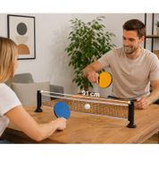 Kompaktes XTREMSPORTS Mini-Tischtennis-Spiel mit Saugnapf-Halterungen Tischtennis-Set ca. 91 x 7 x 16,5 cm **B-Ware – geprüft & funktionell einwandfrei** Tisch Spiel in Gelb/Blau