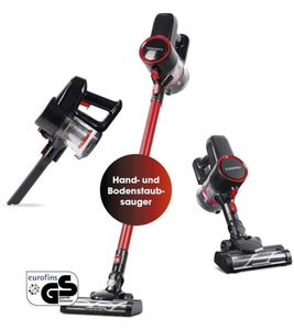 CLEANmaxx Akku-Zyklonstaubsauger 2in1 22,2V 120W Hand- & Bodenstaubsauger HEPA LED **B-Ware – geprüft & funktionell einwandfrei** Stielstaubsauger Schwarz/Rot