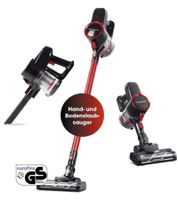CLEANmaxx Akku-Zyklonstaubsauger 2in1 22,2V 120W Hand- & Bodenstaubsauger HEPA LED **B-Ware – geprüft & funktionell einwandfrei** Stielstaubsauger Schwarz/Rot