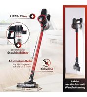 CLEANmaxx Akku-Zyklonstaubsauger 2in1 22,2V 120W Hand- & Bodenstaubsauger HEPA LED **B-Ware – geprüft & funktionell einwandfrei** Stielstaubsauger Schwarz/Rot