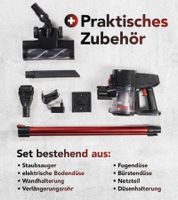 CLEANmaxx Akku-Zyklonstaubsauger 2in1 22,2V 120W Hand- & Bodenstaubsauger HEPA LED **B-Ware – geprüft & funktionell einwandfrei** Stielstaubsauger Schwarz/Rot