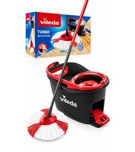 Vileda Turbo 2in1 Microfibre Bodenreinigungs-Set **B-Ware – geprüft & funktionell einwandfrei** Wischmopp mit Schleudereimer in Schwarz/Rot/Weiß