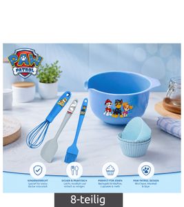 8-Piece Nickelodeon PAW PATROL Baking Set with Bowl, 4 Muffin Cups, and 3 Baking Utensils **B-Stock – inspected & fully functional** 07-15120-25-03 Blue