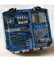 Scheppach Akku-Bohrschrauber im Werkzeugkoffer inkl. 2x 1,3 Ah Akkus & inkl. 74 teiliger Werkzeugkoffer – 12 V – 35 Nm – 0,8–10 mm – LED-Licht – **B-Ware – geprüft & funktionell einwandfrei** C-DTB74/2-12V Blau/Schwarz
