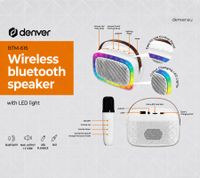 denver BTM-616 Wireless Bluetooth Speaker mit Mikrofon & LED-Beleuchtung **B-Ware – geprüft & funktionell einwandfrei** in Weiß
